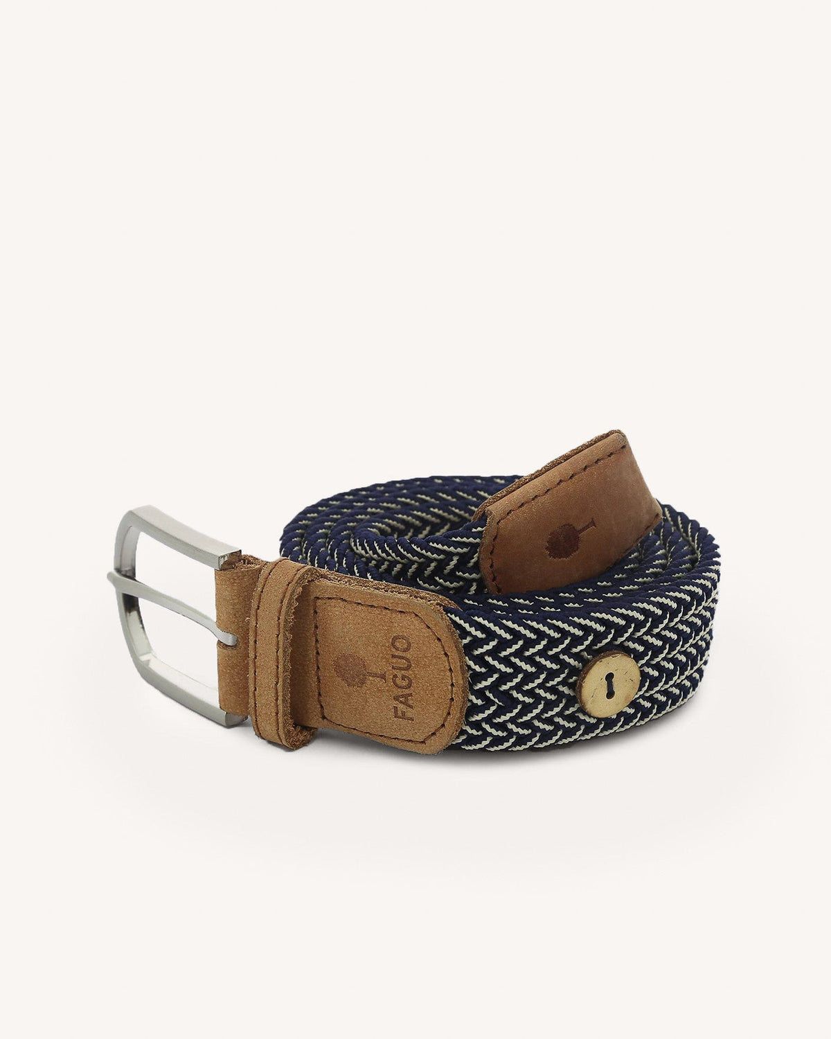 Ceinture tressée écru et bleu - 2