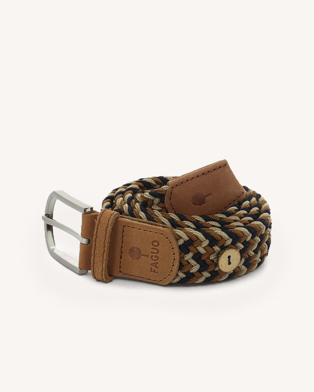 Ceinture tressée bleu marine et beige - 2