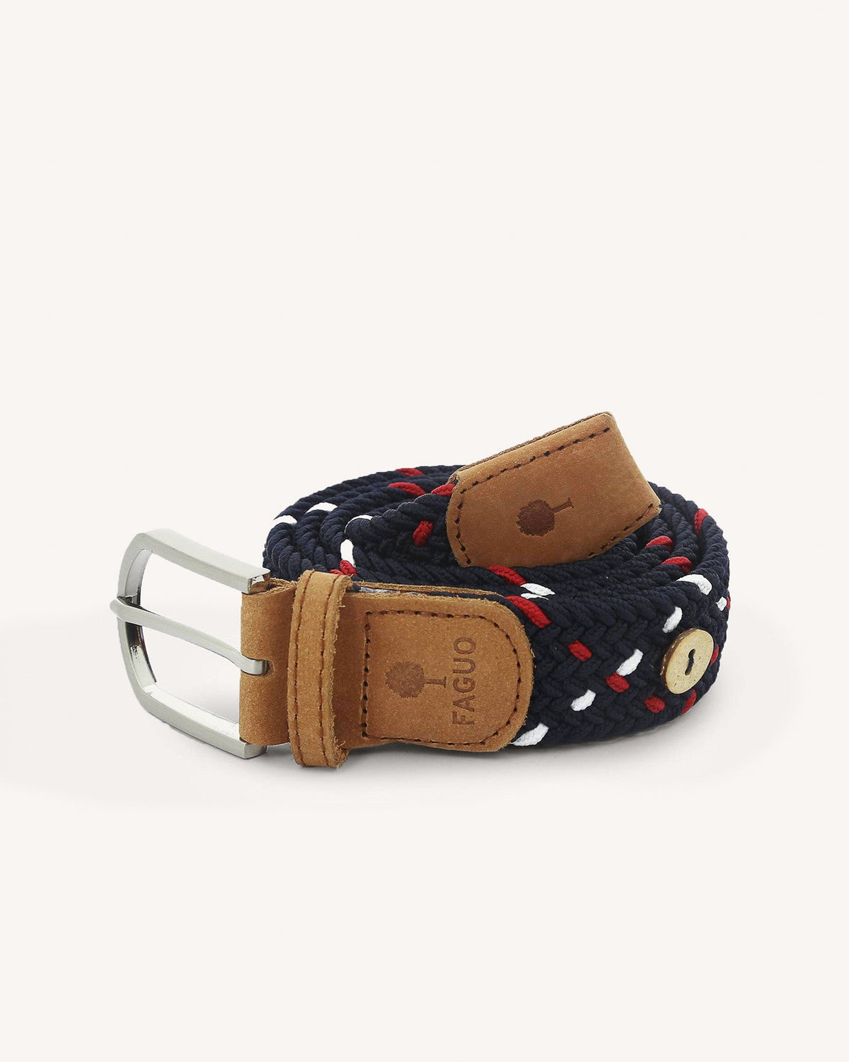 Ceinture tressée chevron marine et rouge - 2