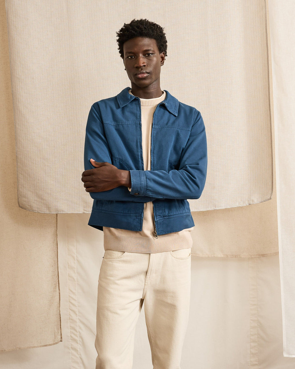 Blouson coton bleu marine - 1