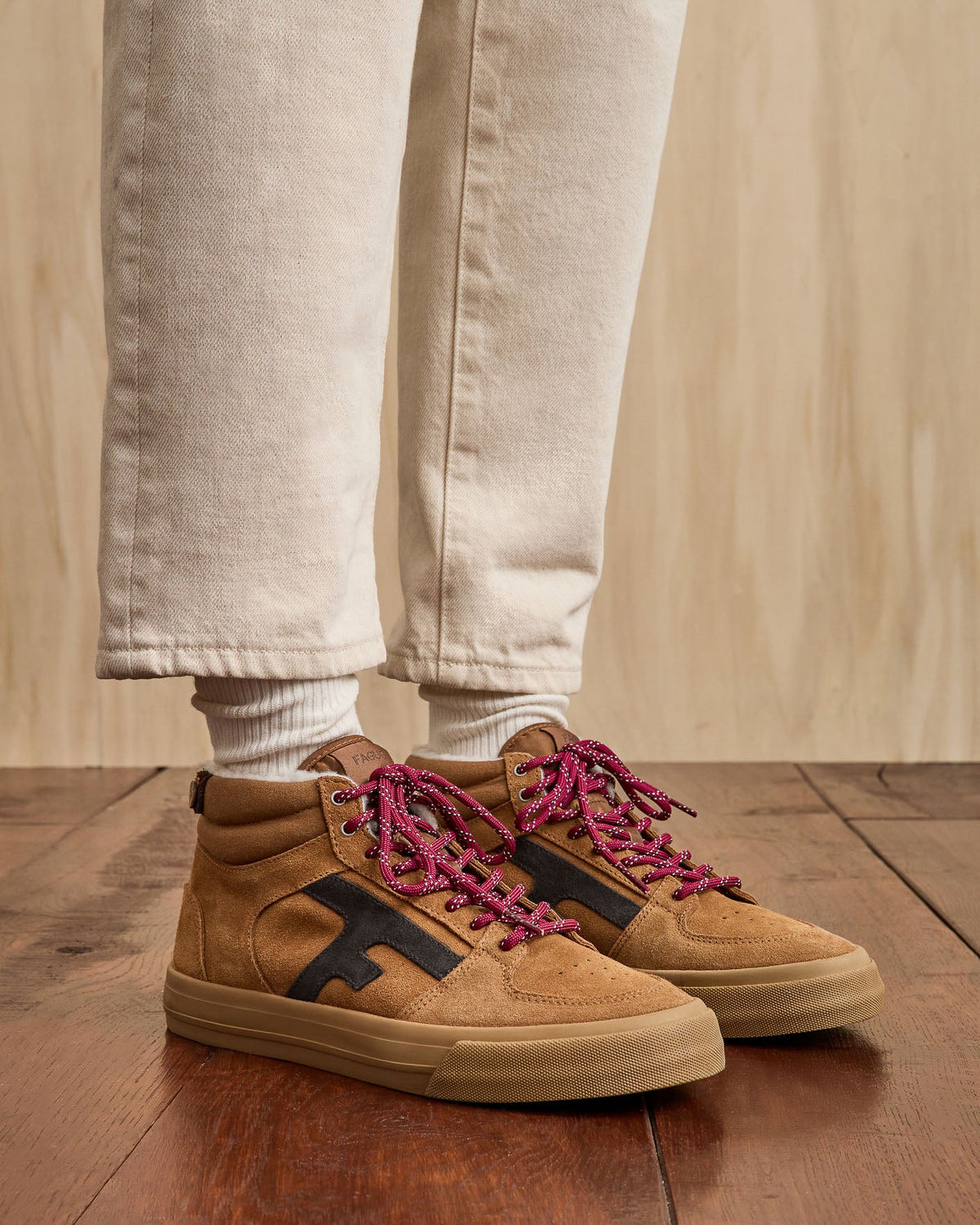 Baskets montantes cuir suède camel - 2