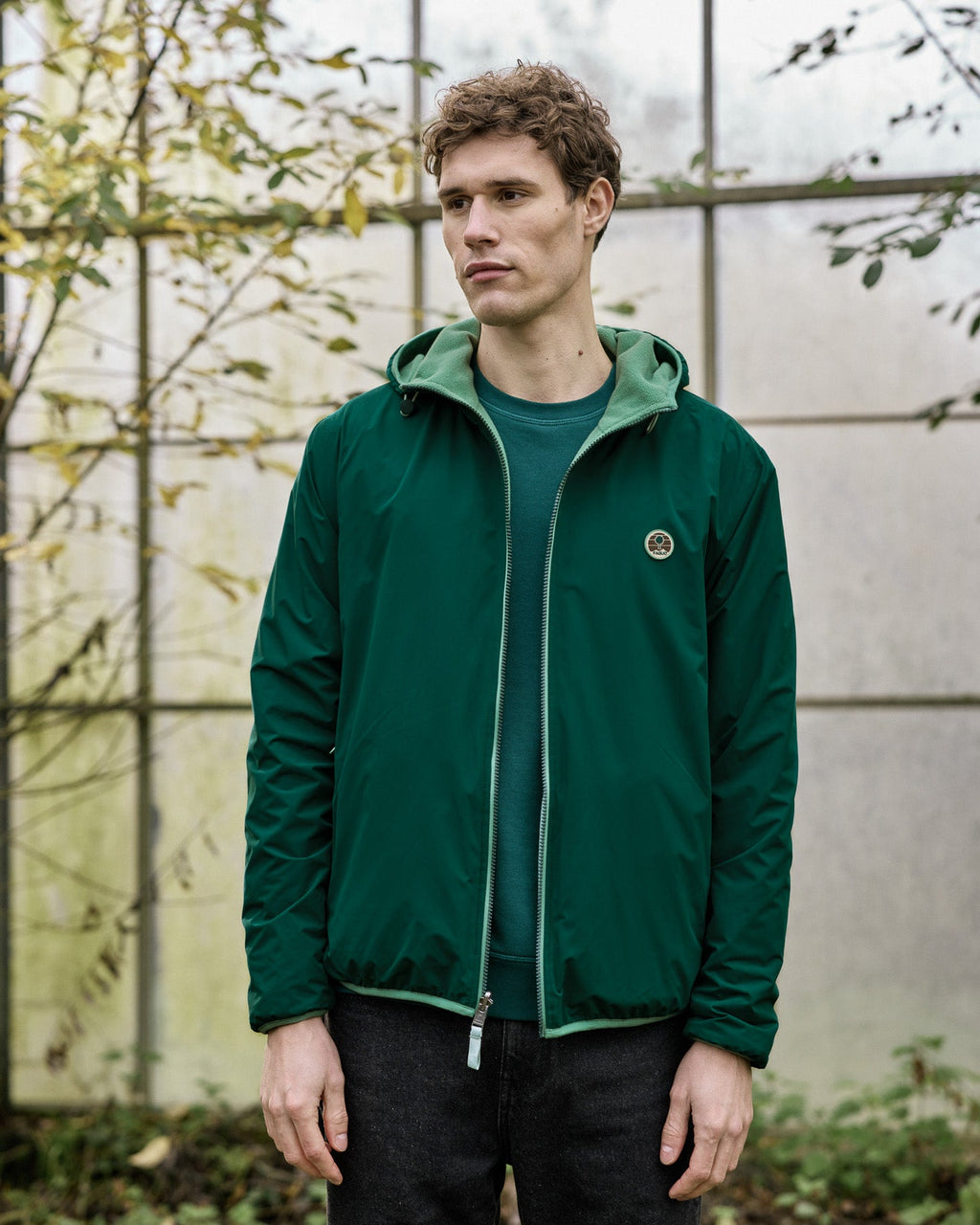 Veste imperméable réversible vert sapin - 1