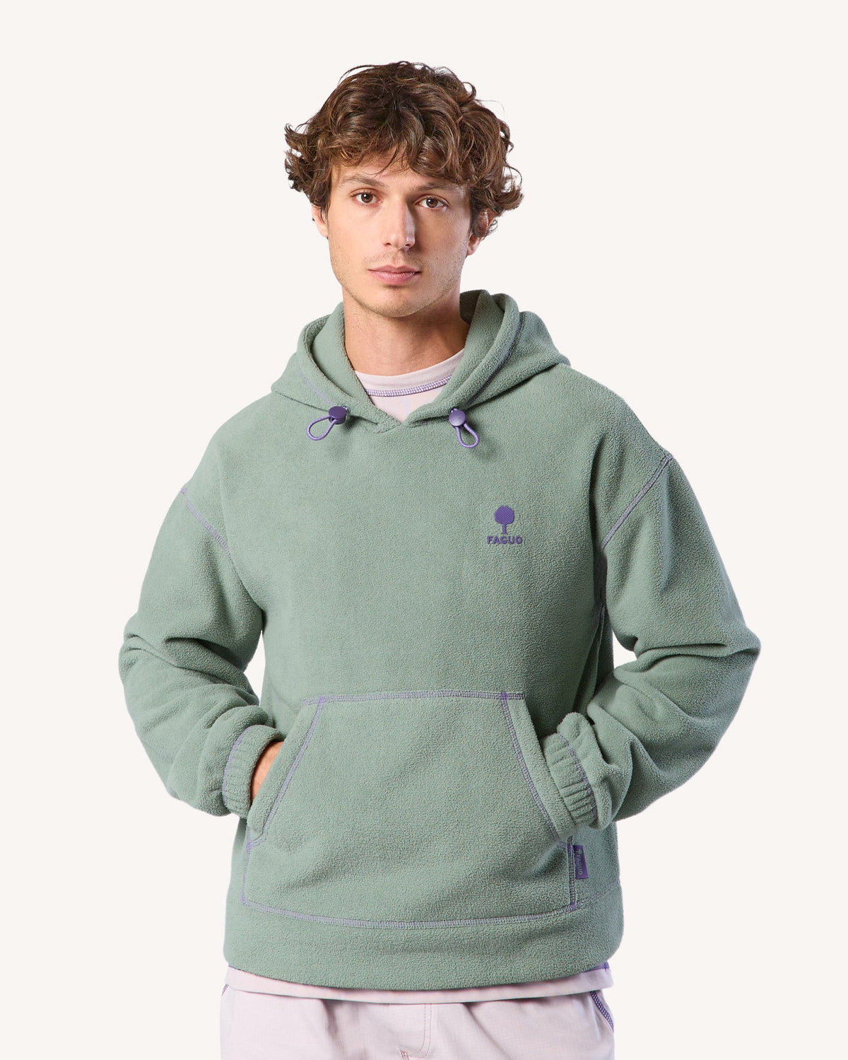Sweat à capuche vert clair - 1