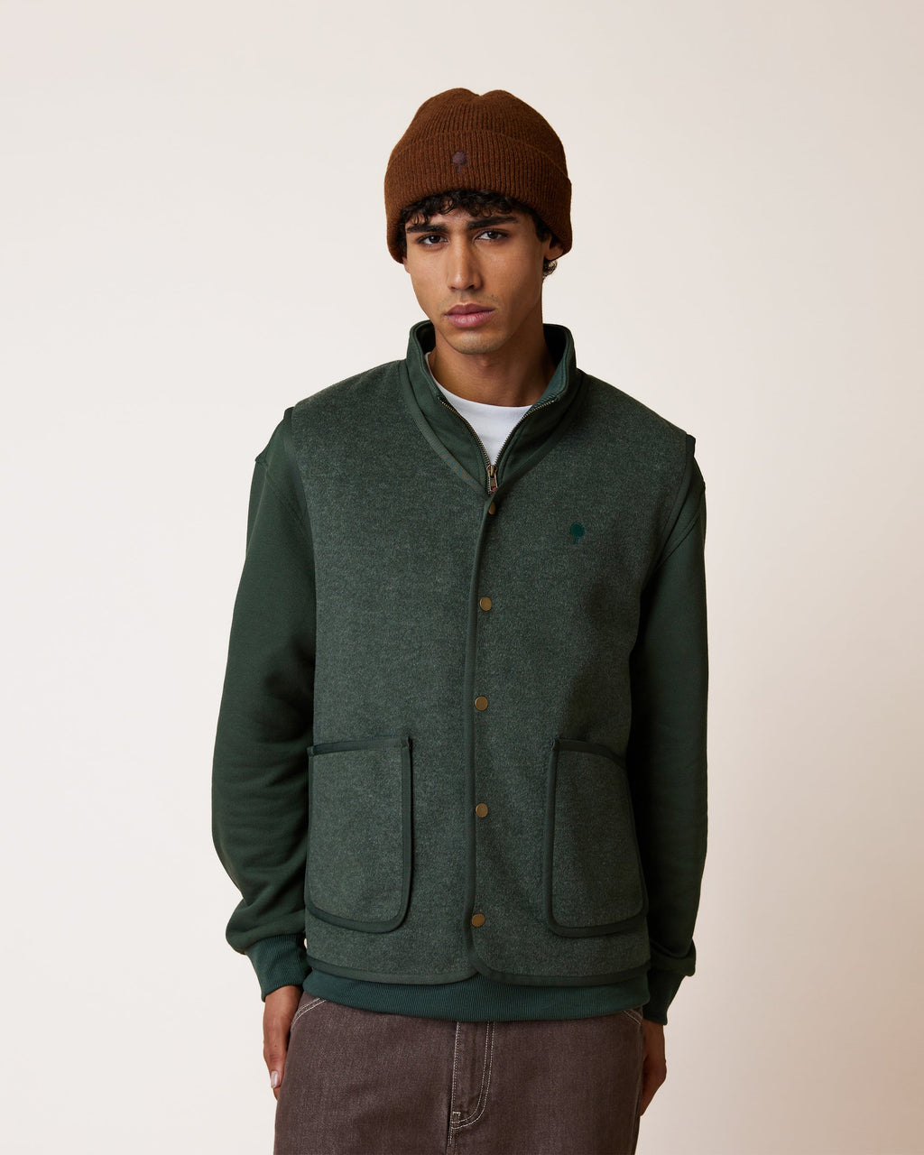 Veste sans manches vert foncé - 1