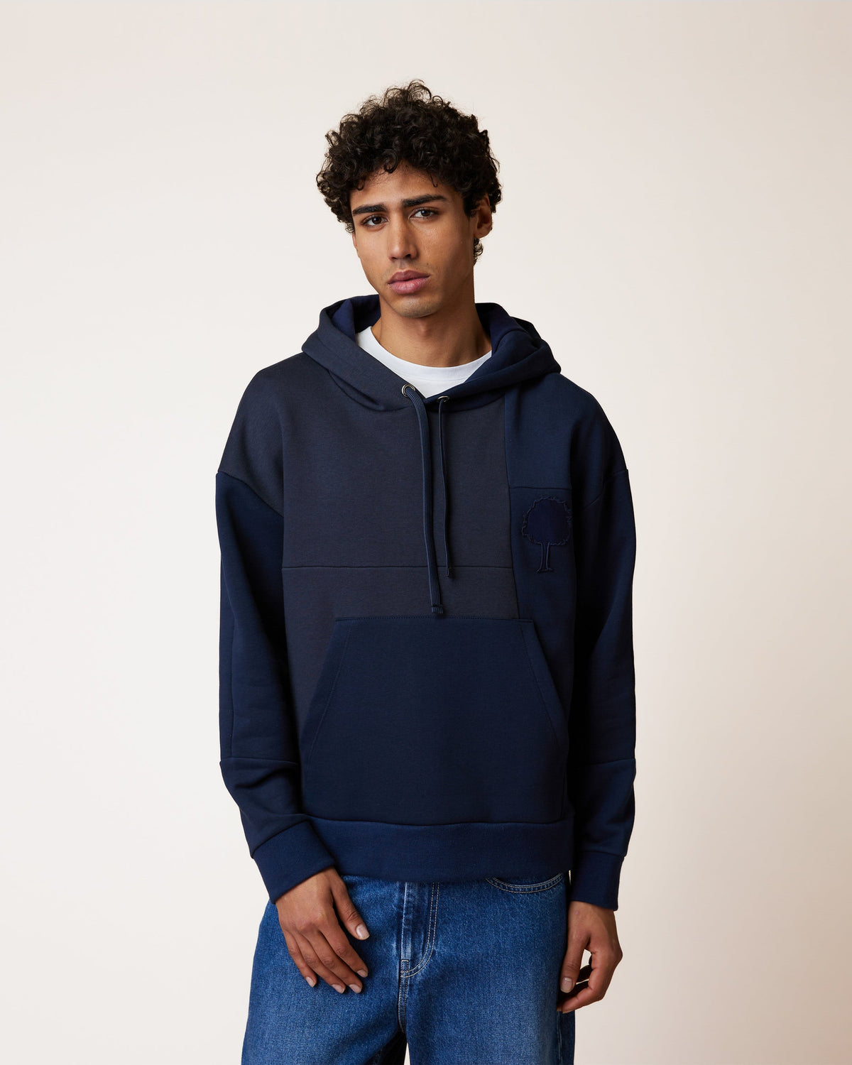 Sweat à capuche bleu marine - 1